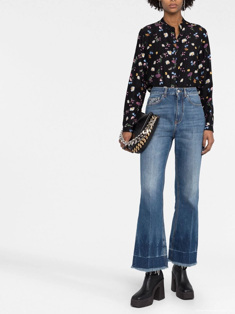 Cheap jeans Stella McCartney cropped Women frayed-edge 0731